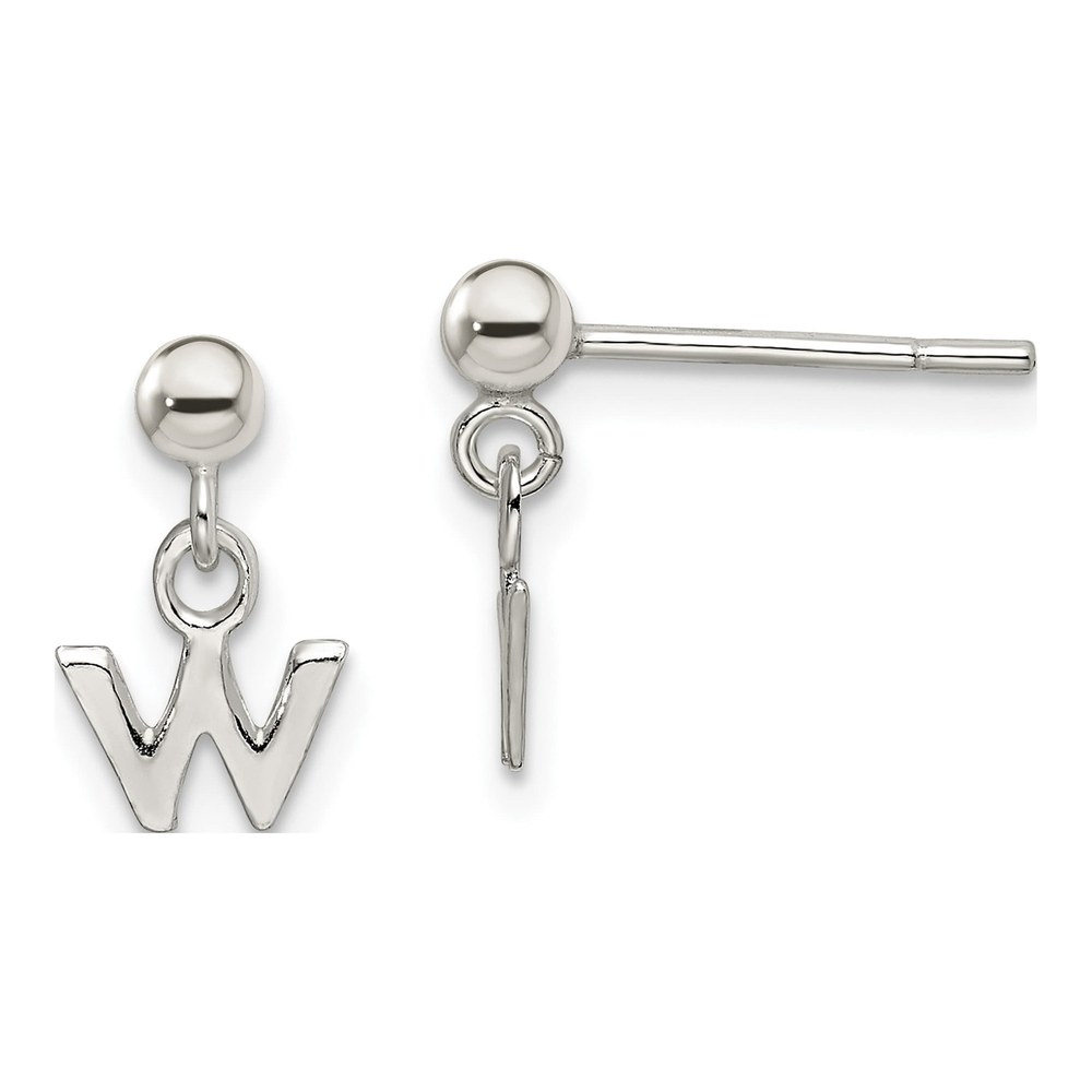 Sterling Silver Letter W Dangle Earrings