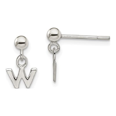 Sterling Silver Letter W Dangle Earrings