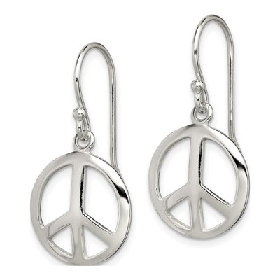 Sterling Silver Peace Sign Dangle Earrings – view 3