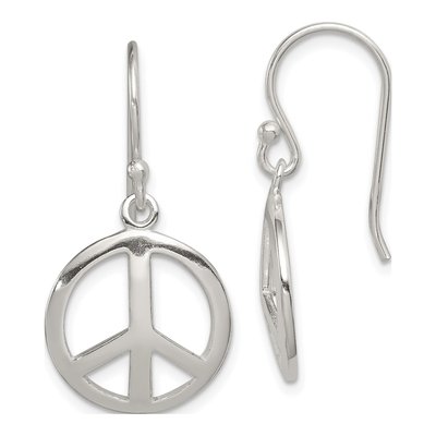 Sterling Silver Peace Sign Dangle Earrings