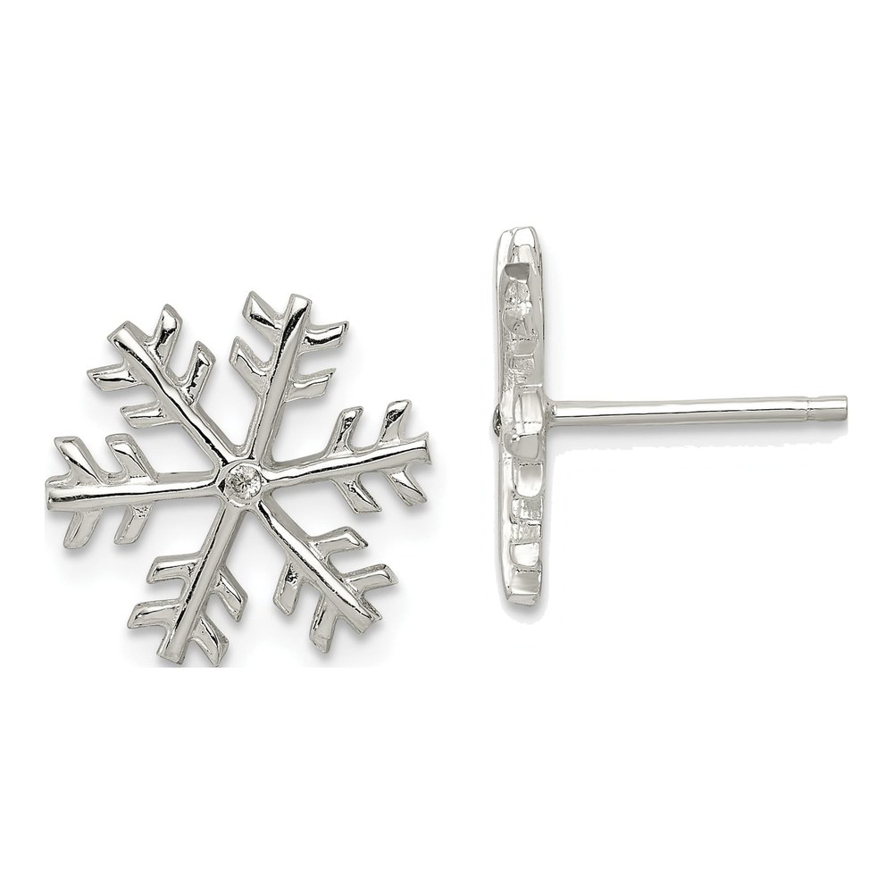 Sterling Silver CZ Snowflake Stud Earrings