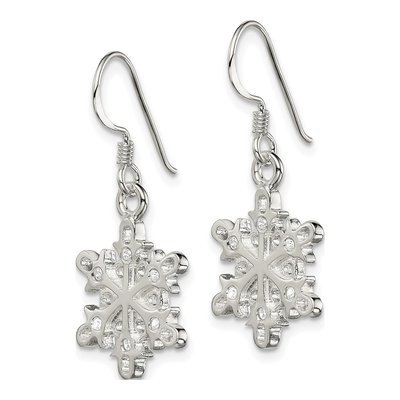 Sterling Silver CZ Snowflake Dangle Earrings – view 3