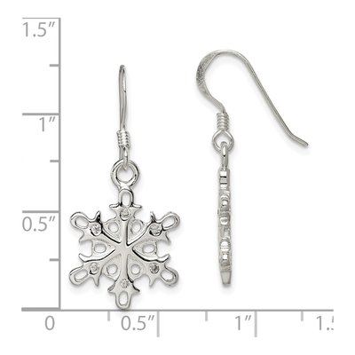 Sterling Silver CZ Snowflake Dangle Earrings – view 5