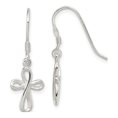 Sterling Silver Cross Dangle Earrings