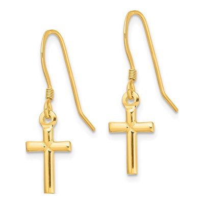 Gold-Plated Sterling Silver Cross Dangle Earrings – view 3