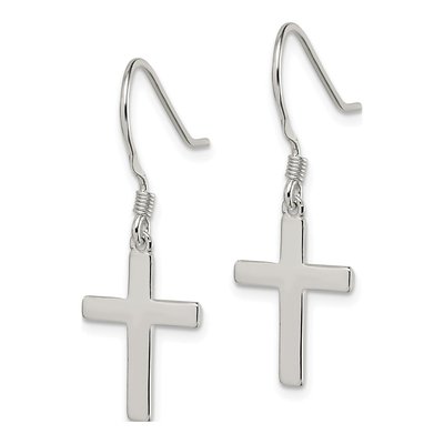Sterling Silver Cross Dangle Earrings – view 3