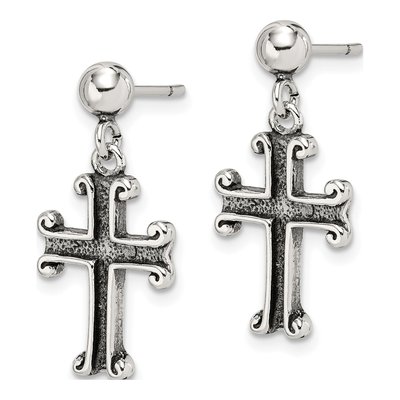 Sterling Silver Cross Dangle Earrings – view 3