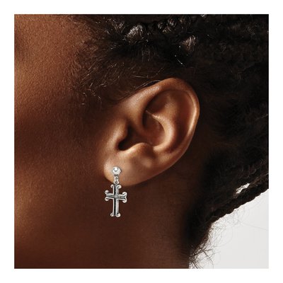 Sterling Silver Cross Dangle Earrings – view 4