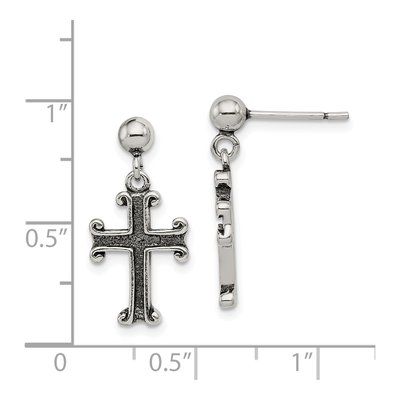 Sterling Silver Cross Dangle Earrings – view 5