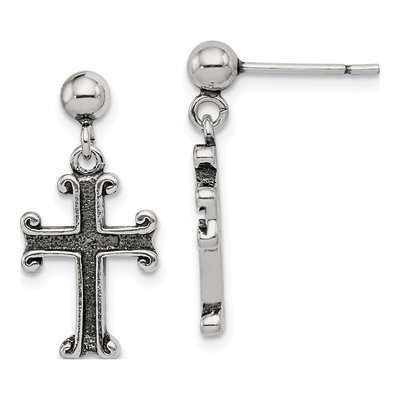 Sterling Silver Cross Dangle Earrings