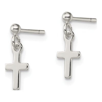 Sterling Silver Girls' Cross Dangle Earrings – view 3