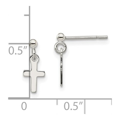 Sterling Silver Girls' Cross Dangle Earrings – view 5