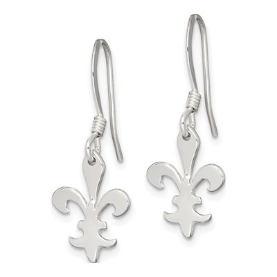 Sterling Silver Fleur de Lis Dangle Earrings – view 3
