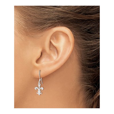 Sterling Silver Fleur de Lis Dangle Earrings – view 4