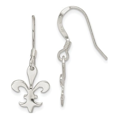 Sterling Silver Fleur de Lis Dangle Earrings