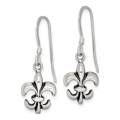 Sterling Silver Fleur de Lis Dangle Earrings – view 3