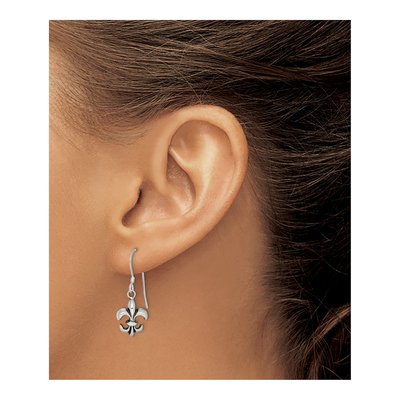 Sterling Silver Fleur de Lis Dangle Earrings – view 4
