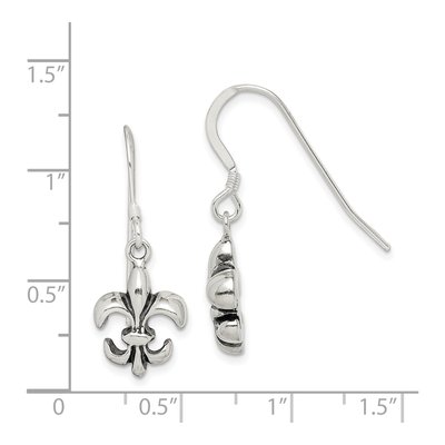 Sterling Silver Fleur de Lis Dangle Earrings – view 5