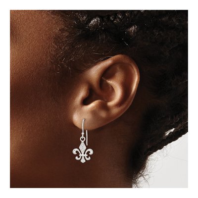Sterling Silver CZ Fleur de Lis Dangle Earrings – view 4