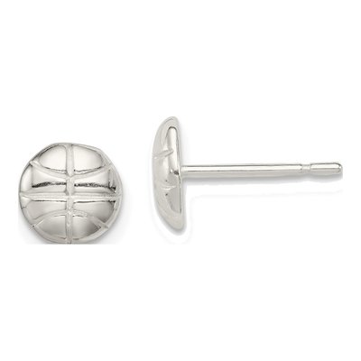 Sterling Silver Basketball Mini Stud Earrings