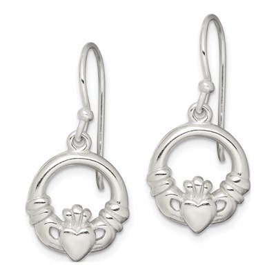 Sterling Silver Claddagh Dangle Earrings – view 3