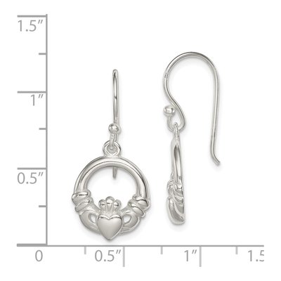 Sterling Silver Claddagh Dangle Earrings – view 5
