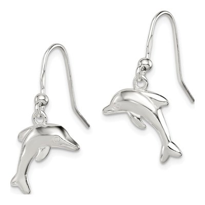 Sterling Silver Dolphin Dangle Earrings – view 3
