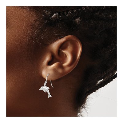 Sterling Silver Dolphin Dangle Earrings – view 4