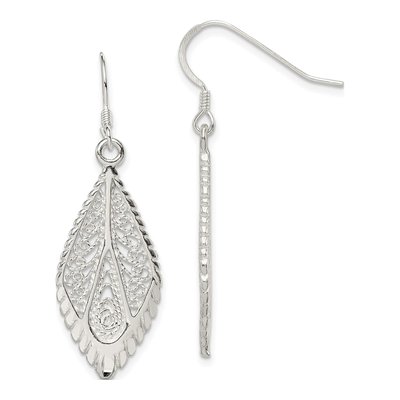Sterling Silver Filigree Teardrop Dangle Earrings