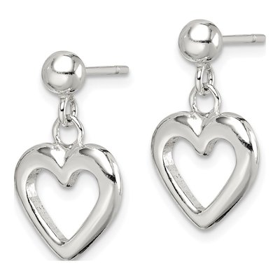 Sterling Silver Heart Dangle Earrings – view 3