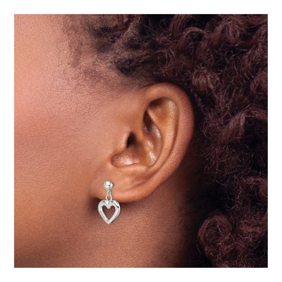 Sterling Silver Heart Dangle Earrings – view 4