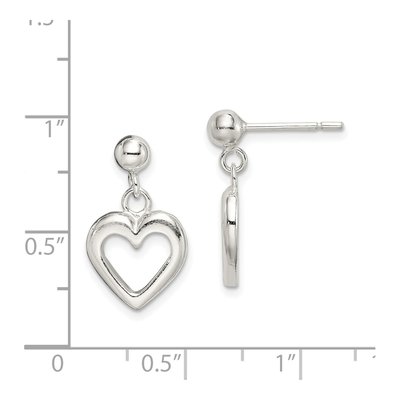 Sterling Silver Heart Dangle Earrings – view 5