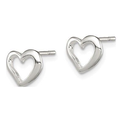 Sterling Silver Heart for Girls Stud Earrings – view 3