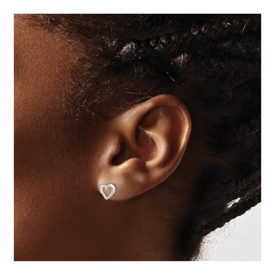 Sterling Silver Heart for Girls Stud Earrings – view 4