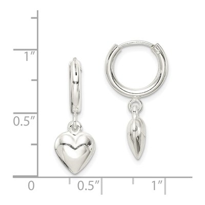 Sterling Silver 25mm Puff Heart Hoop Earrings – view 5