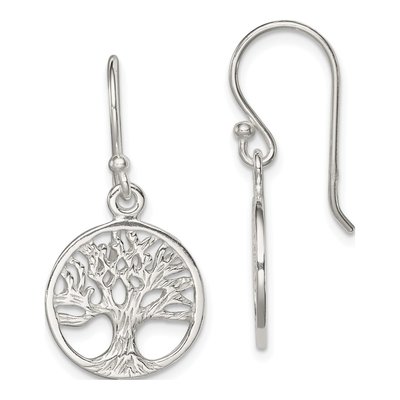 Sterling Silver Filigree Tree Dangle Earrings