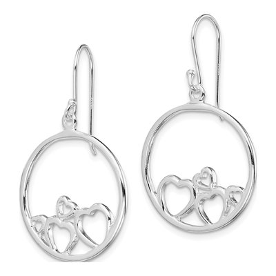 Sterling Silver Open Hearts Dangle Earrings – view 3