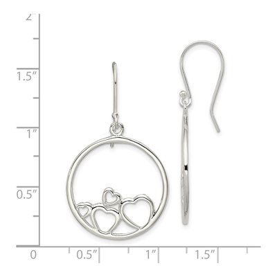 Sterling Silver Open Hearts Dangle Earrings – view 5