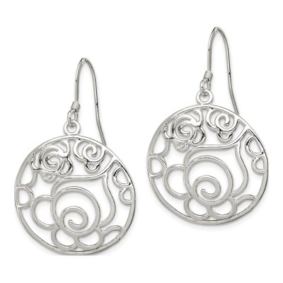 Sterling Silver Fancy Circle Dangle Earrings – view 3