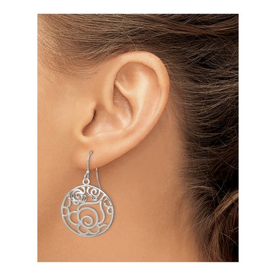 Sterling Silver Fancy Circle Dangle Earrings – view 4