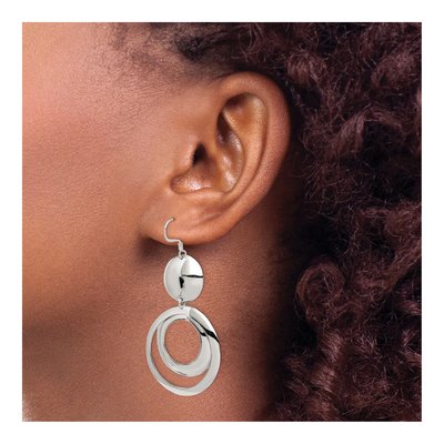Sterling Silver Fancy Circle Dangle Earrings – view 4