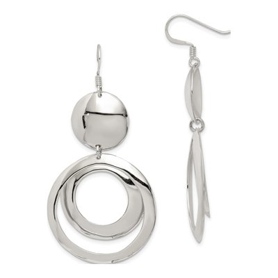 Sterling Silver Fancy Circle Dangle Earrings