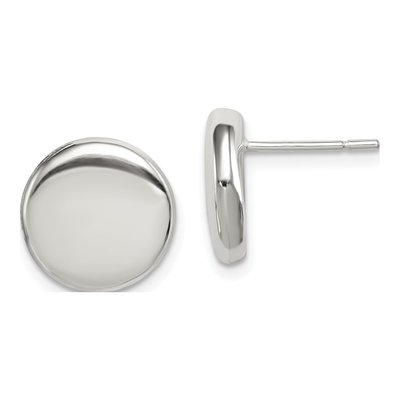 Sterling Silver Button Stud Earrings