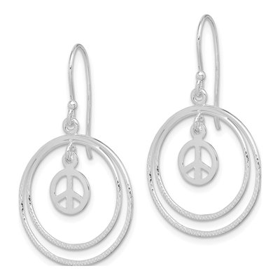 Sterling Silver Peace Symbol Dangle Earrings – view 3