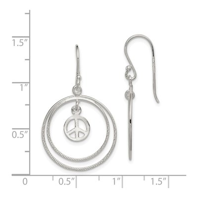 Sterling Silver Peace Symbol Dangle Earrings – view 5