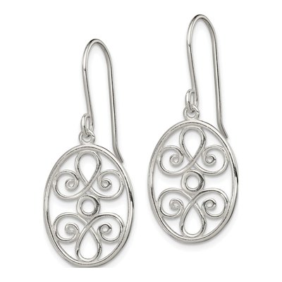 Sterling Silver Filigree Oval Dangle Earrings – view 3