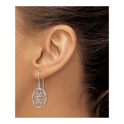 Sterling Silver Filigree Oval Dangle Earrings – view 4
