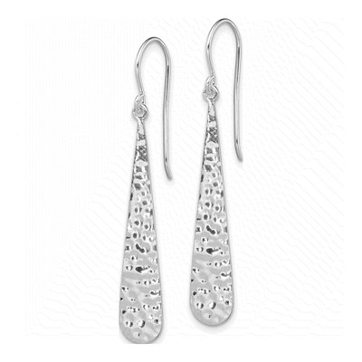 Sterling Silver Hammered Teardrop Dangle Earrings – view 3