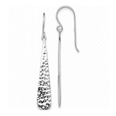 Sterling Silver Hammered Teardrop Dangle Earrings