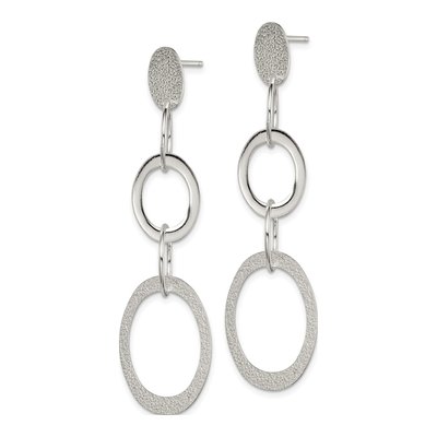 Sterling Silver Circle Oval Dangle Earrings – view 3